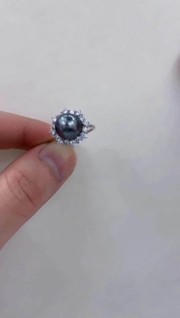 银S925镶嵌戒指海水珍珠