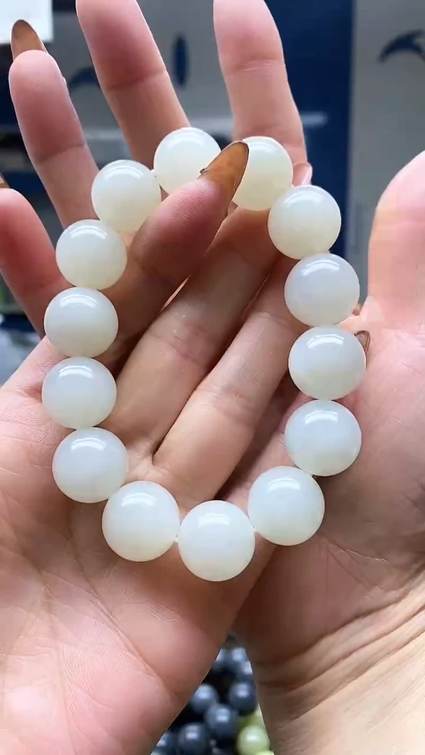 未镶嵌手串和田玉且末白16
