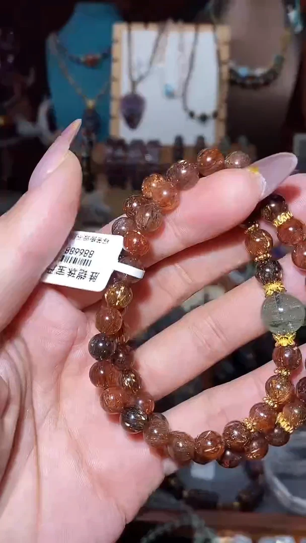 双圈手串未镶嵌水晶黑金超七