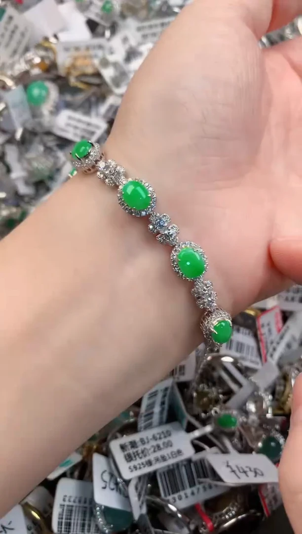银S925镶嵌戒指翡翠3333----5