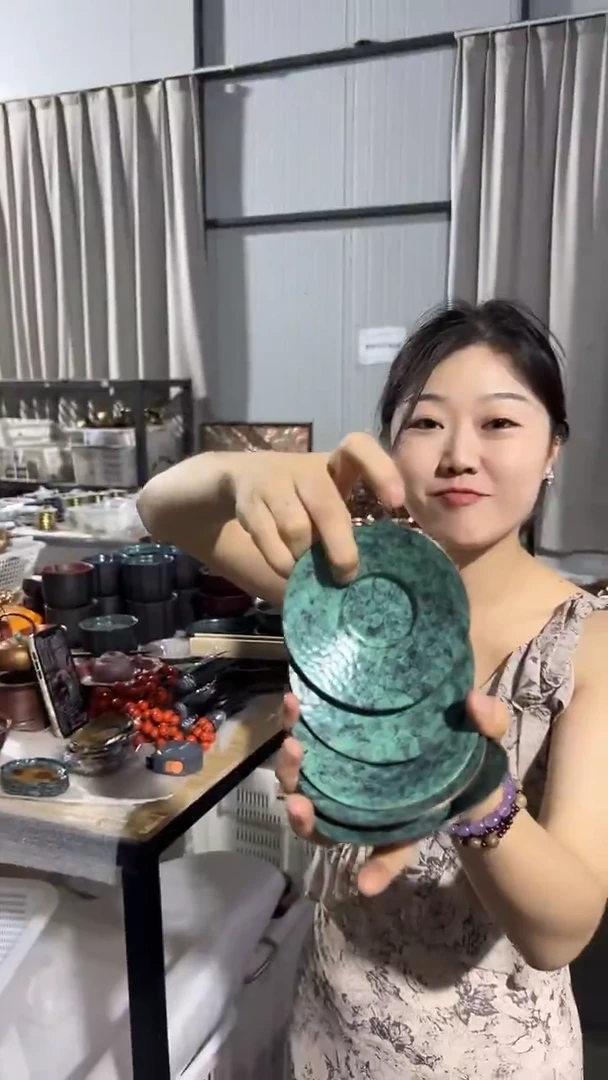 一组5片，满月杯垫绿色