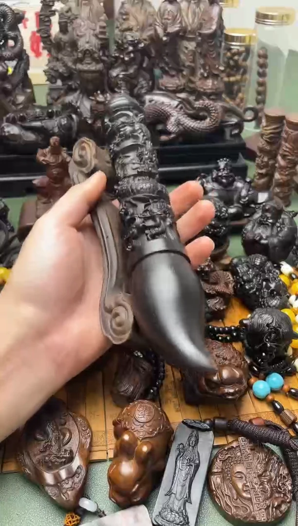 木质盘龙大笔带底座