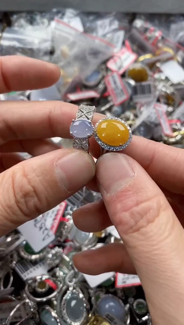 银S925镶嵌戒指翡翠777   1