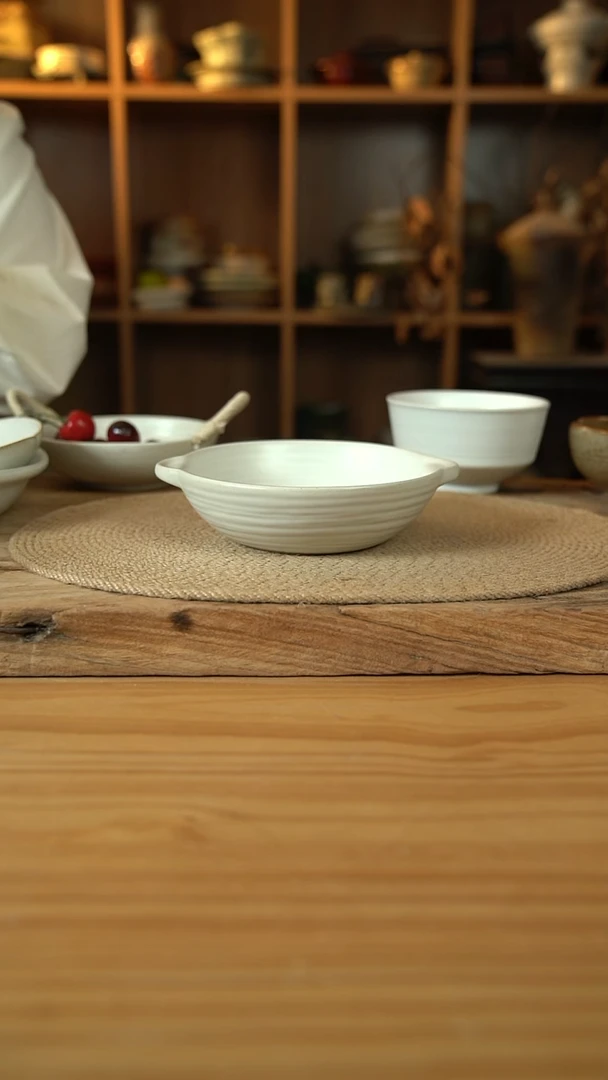 白色系列的7英寸双耳螺纹盘1个