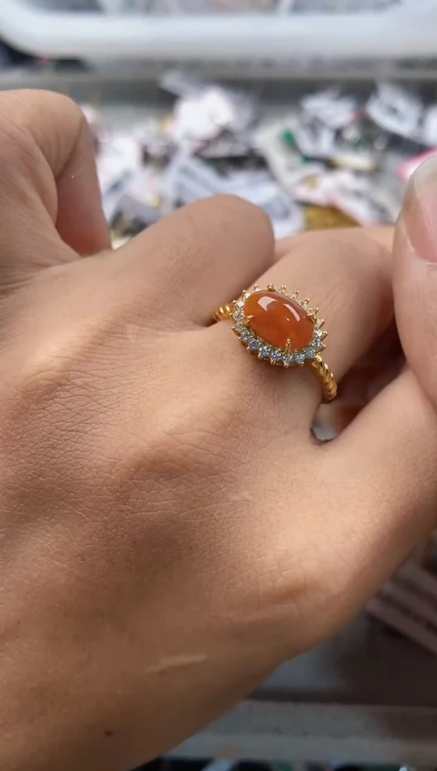 银S925镶嵌戒指翡翠555---7