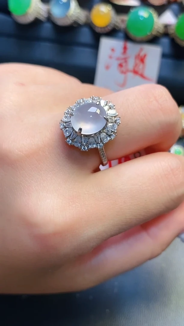 银S925镶嵌翡翠耳饰天然