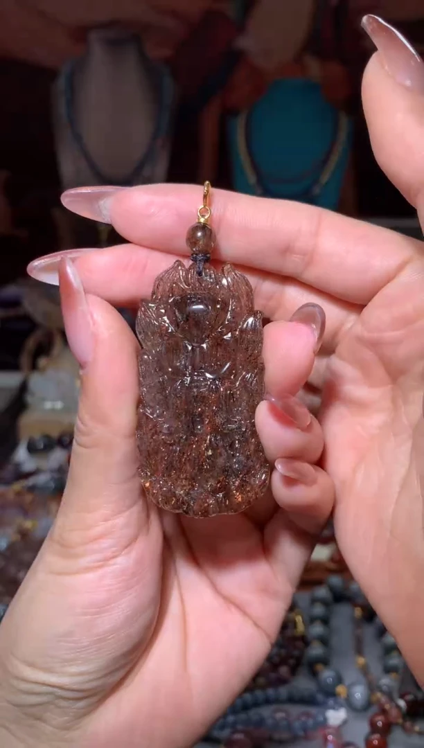 未镶嵌珠宝半成品水晶黑金超七凤九吊坠