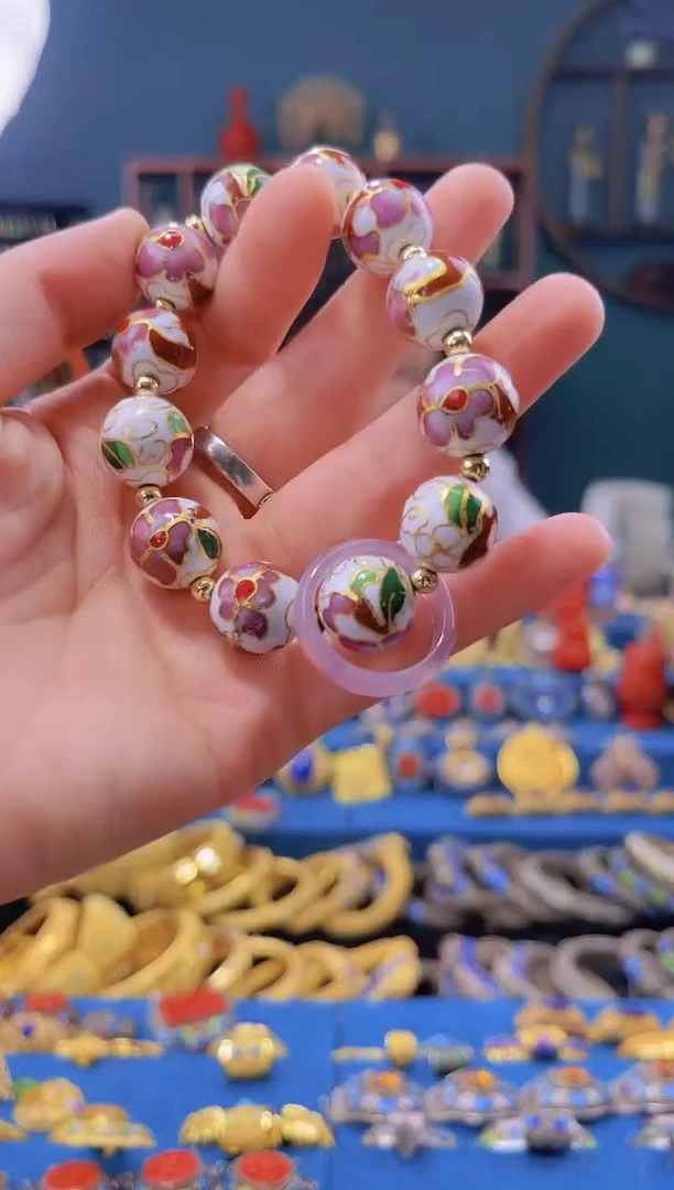 非遗技艺 景泰蓝手串白色