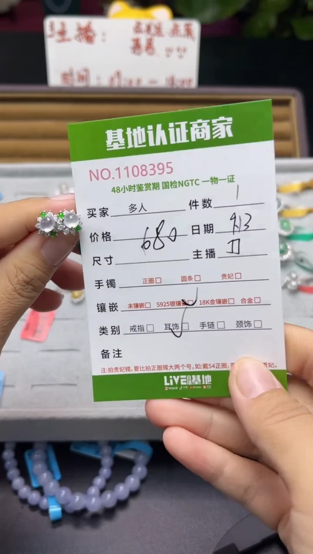 银S925镶嵌翡翠耳饰多人