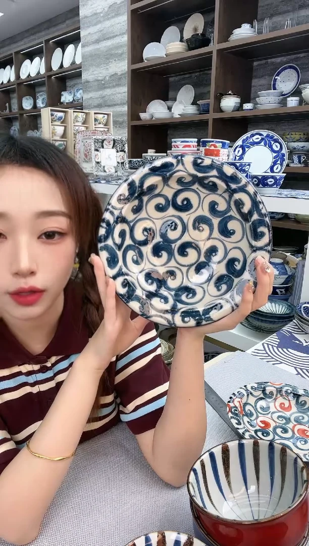 陶宗山窑汤盘-旋涡19.5cm