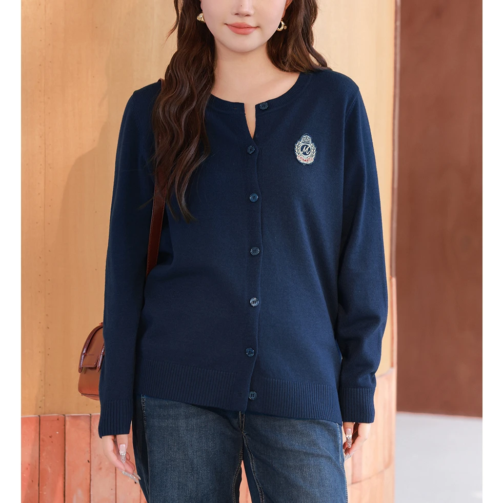 【偏小一码 减龄刺绣针织】MsShe大码女秋弹力针织衫外套J~M2409059