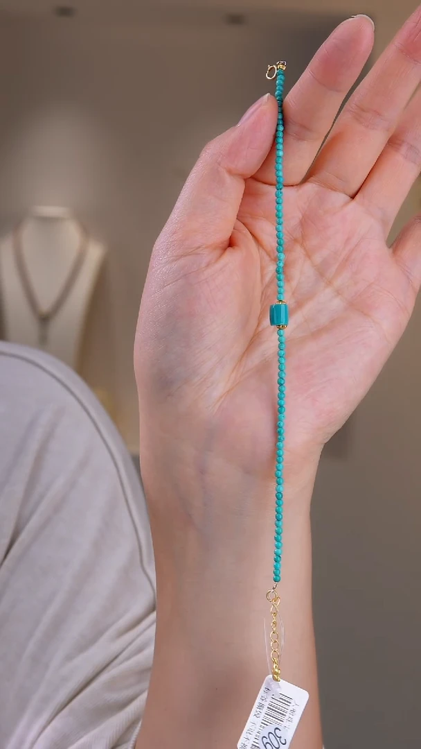 银S925镀金镶嵌绿松石手链多样性发货