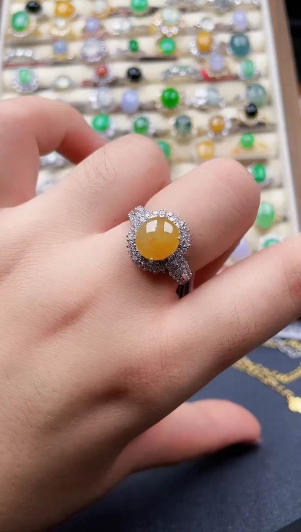 银S925镶嵌戒指翡翠80