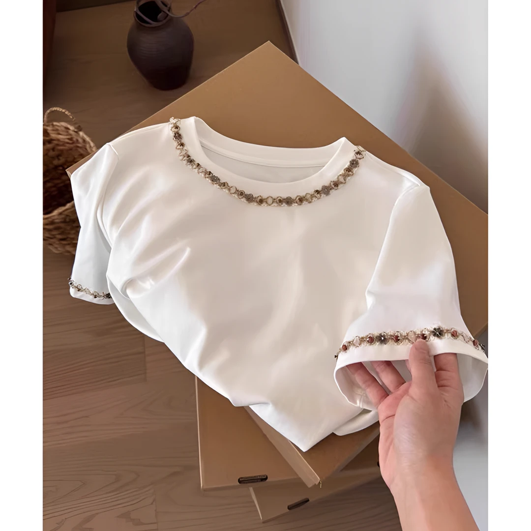 Sunshine【重工tee】简约时尚百搭精致设计感韩系高质夏季t恤