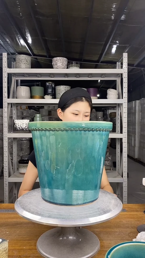 默认打孔陶瓷花盆宽高25-22