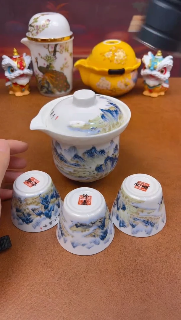 陶瓷茶具摆件旅行套组