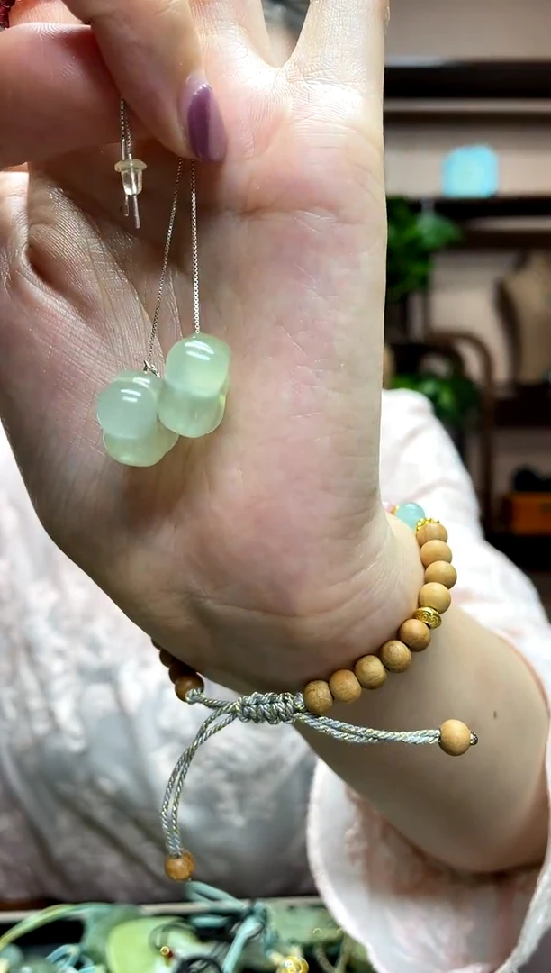 岫玉银S925镶嵌耳饰多样性发货其中发一