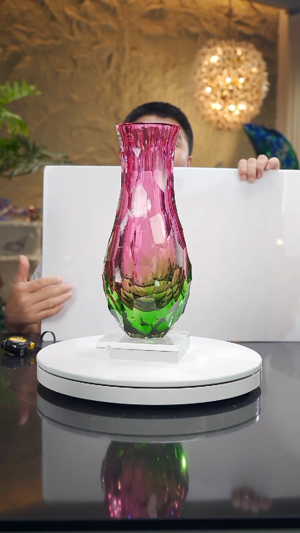 摆件福利金红绿凹切面花瓶