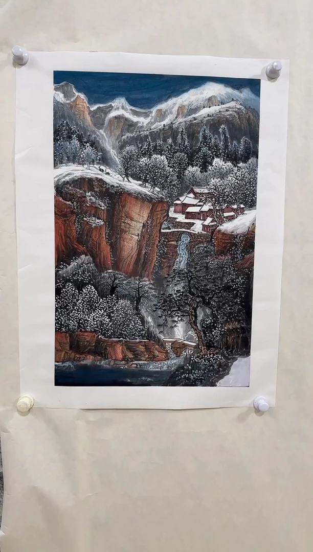 国画y/天津人美-刘助忠2.7平尺山水作品