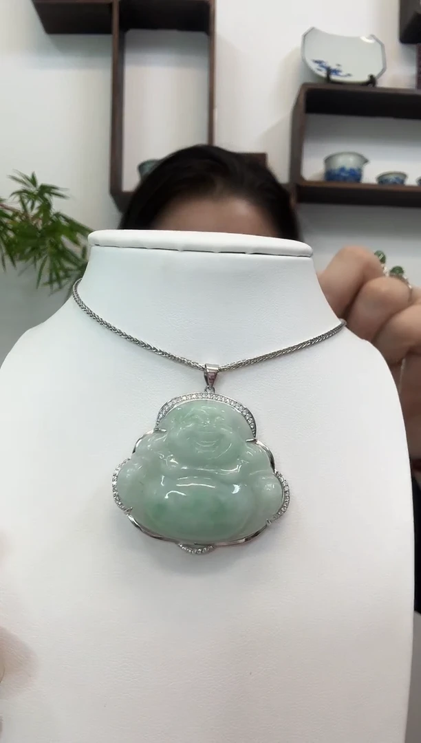 吊坠(赠链)银S925镶嵌翡翠佛公
