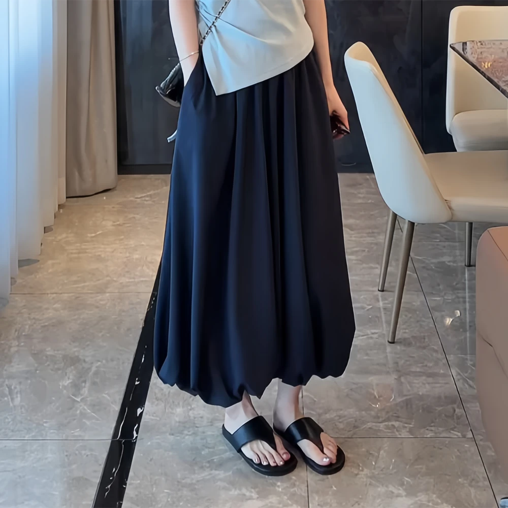 花苞长裙～夏季新款松紧腰立体花苞半身裙中长款长裙裙子