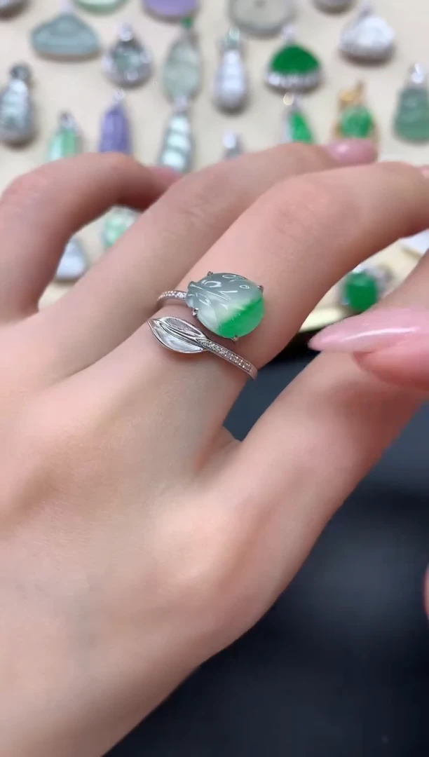 翡翠戒指18K金镶嵌 W248|6800