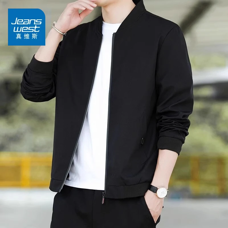 真维斯商务行政夹克男士春秋季休闲宽松百搭立领免烫外套2025新款