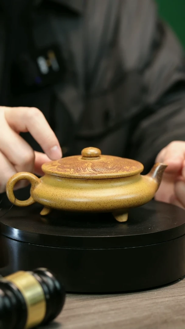 茶壶紫砂黄*川H2134李小琴柴烧大明扁炉