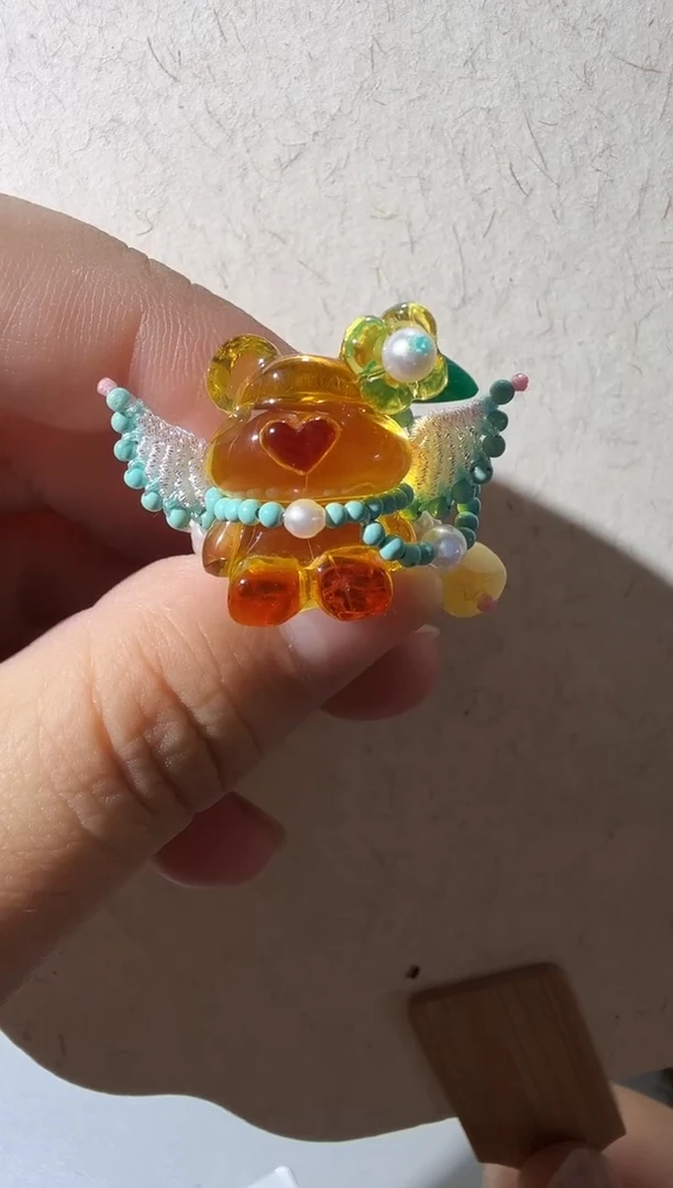 未镶嵌琥珀戒指琥珀小熊戒指