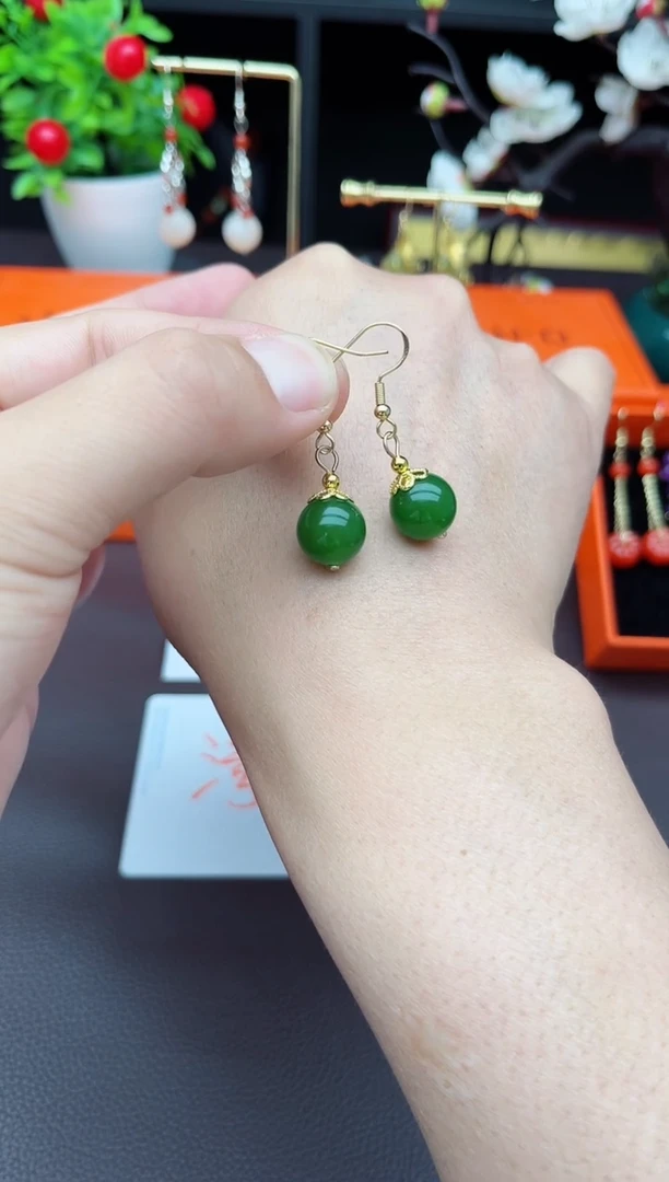 玛瑙/玉髓耳饰银S925镶嵌438000