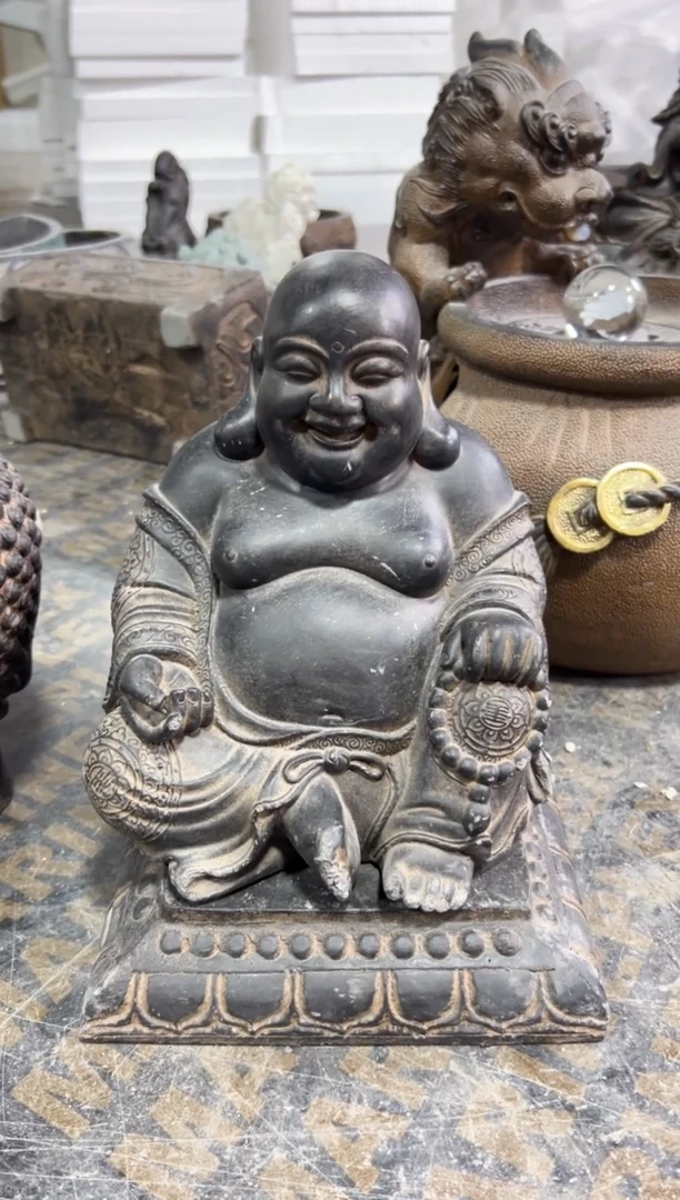 陶土【火山泥】大肚佛+莲花底座