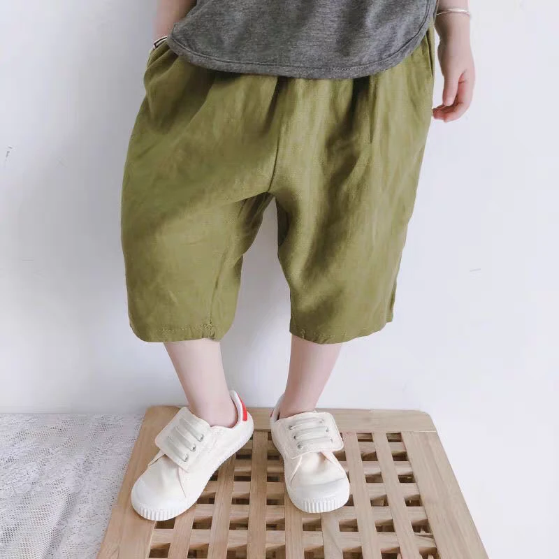 儿童夏装棉中裤薄款女童洋气短裤七分裤中小童男童洋气休闲裤潮流
