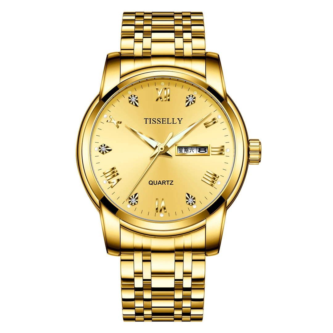 【粉丝福利】全新未使用 金日志系列 双日历款时尚男士腕表YH