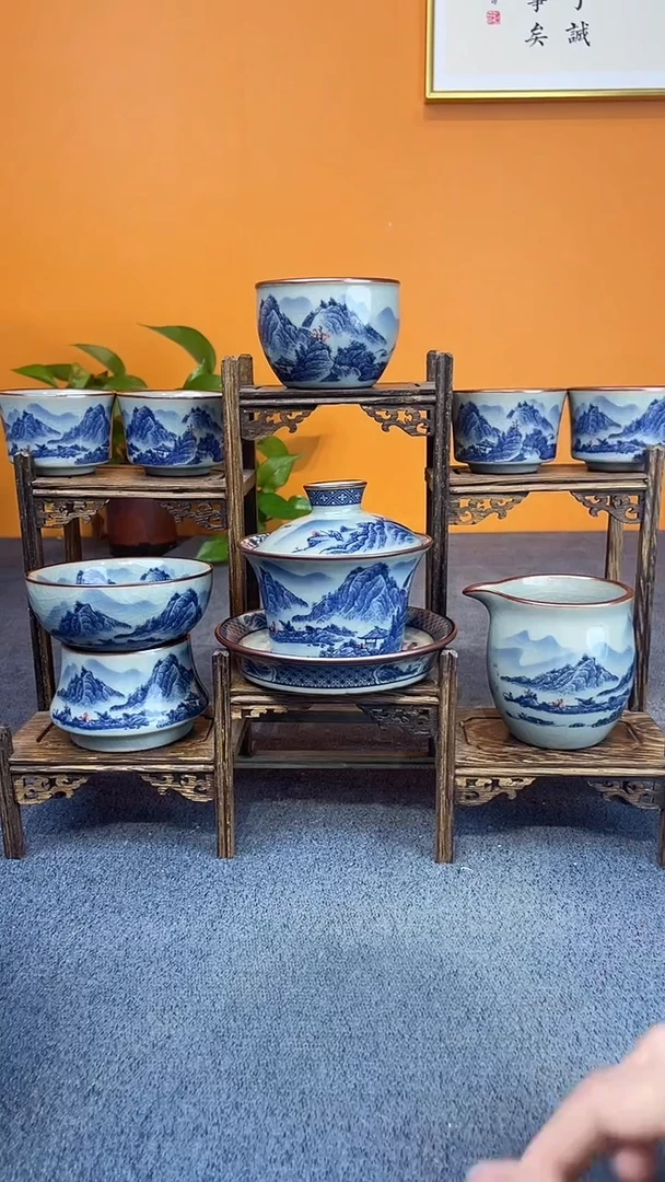 陶瓷景德镇釉下青花八件套