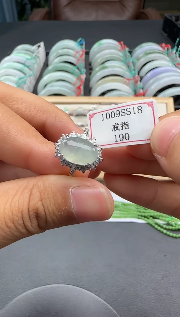 银S925镶嵌戒指翡翠1009SS18