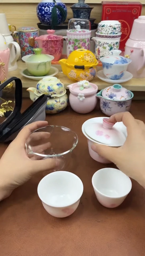 陶陶瓷茶具摆件旅行套组