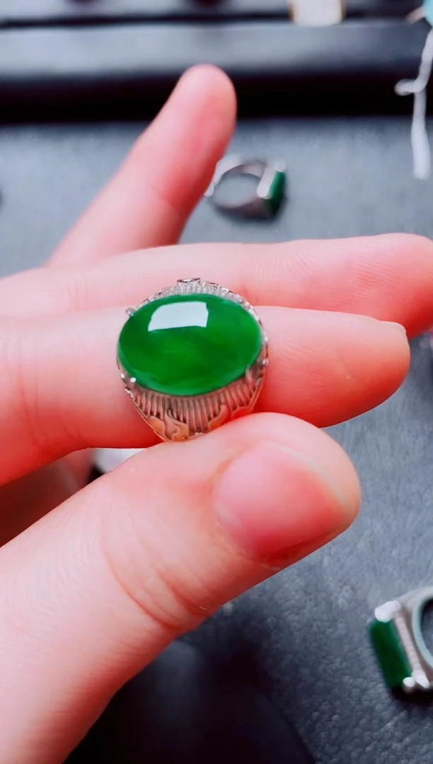 银S925镶嵌戒指翡翠111