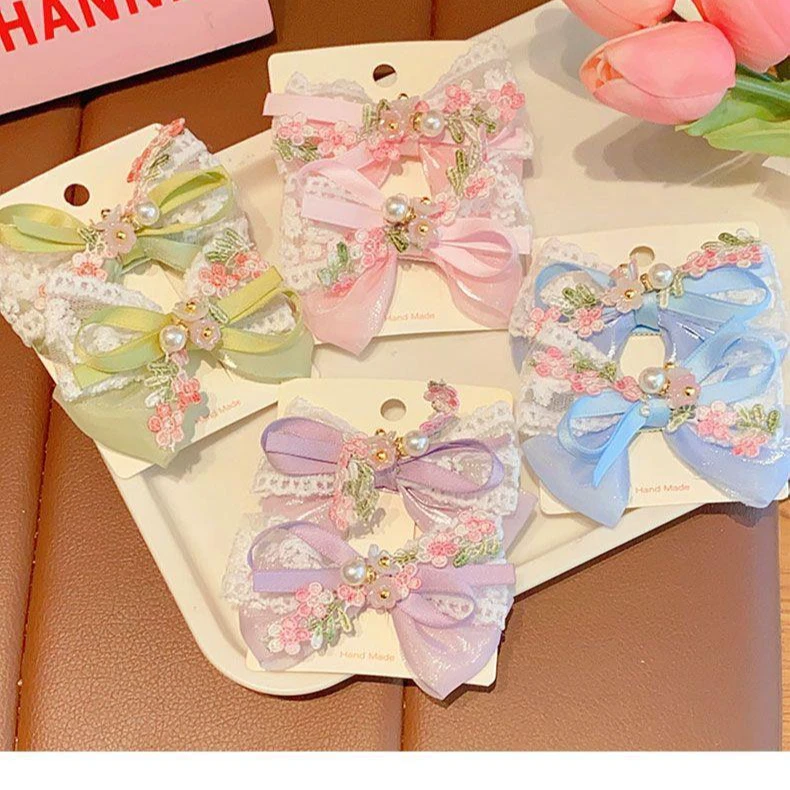 儿童发夹小女孩珍珠蝴蝶结发夹超仙夹子头饰可爱公主发卡发饰