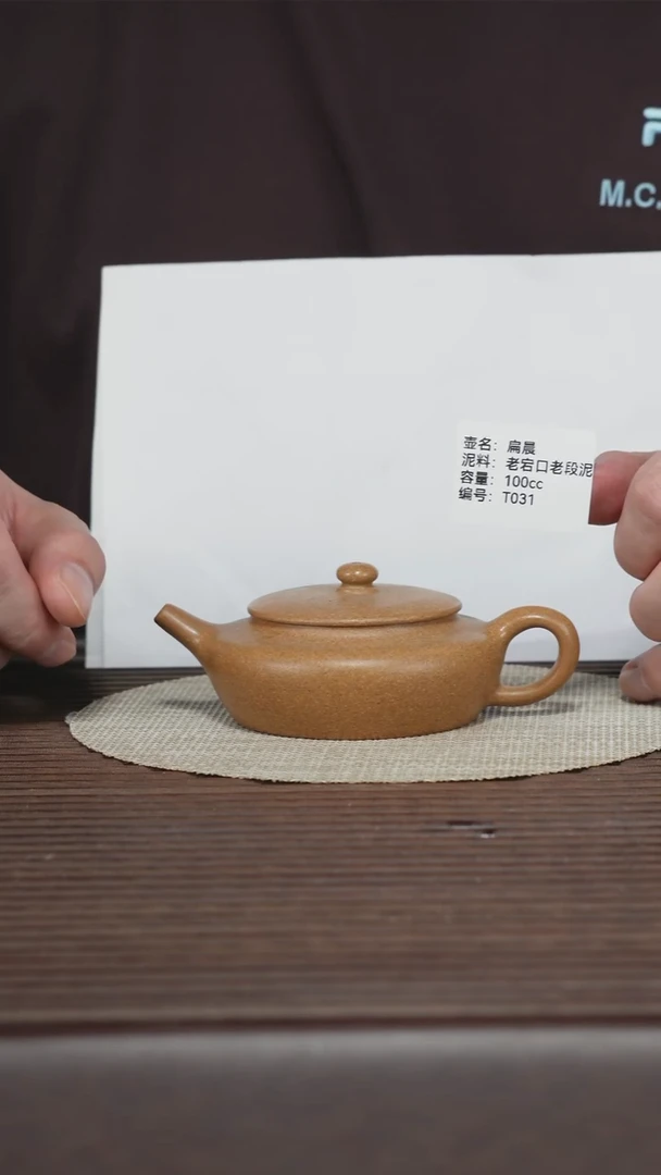 茶壶紫砂T031 老宕口老段泥 扁晨 100cc
