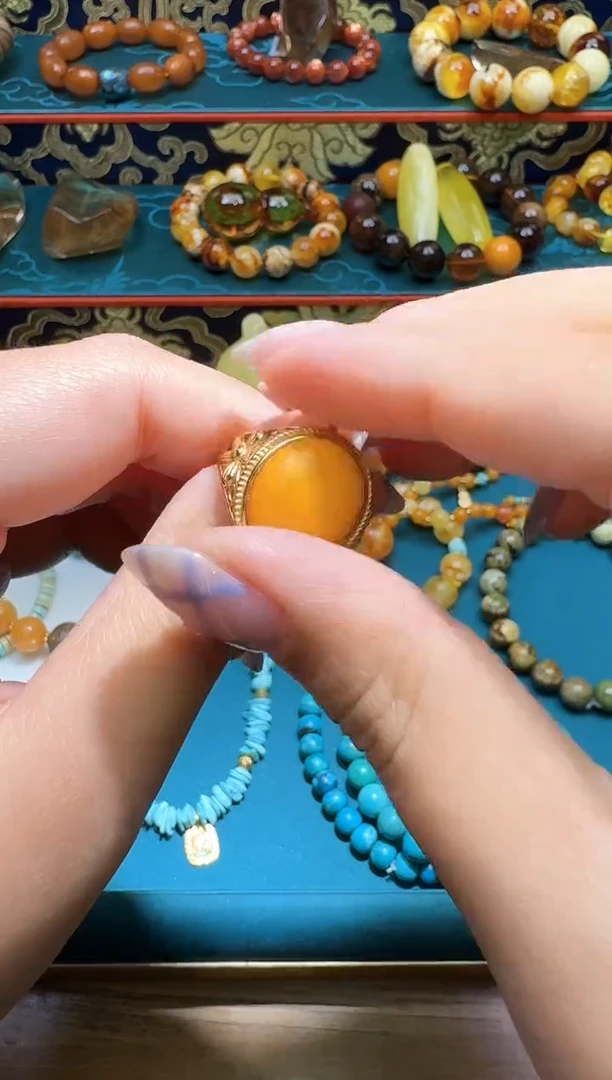 银S925镶嵌琥珀戒指多样性发一件 161