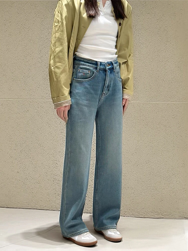 SU【98099B】愫萌  深圳南油MWMA百搭裤王四面弹窄版阔腿牛仔裤~