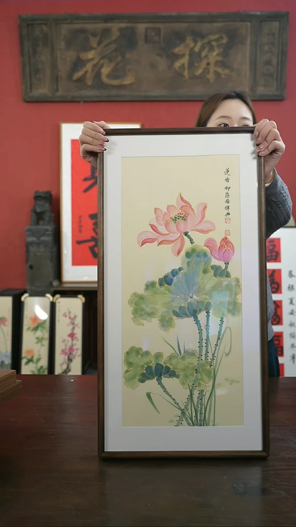 【闪购商品】书法手绘33*66-A516荷花-