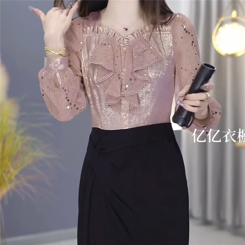 高档精纺TR斜纹面料连衣裙女春季2025新款时尚气质假两件显瘦礼服