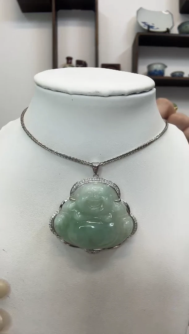 吊坠(赠链)银S925镶嵌翡翠佛公