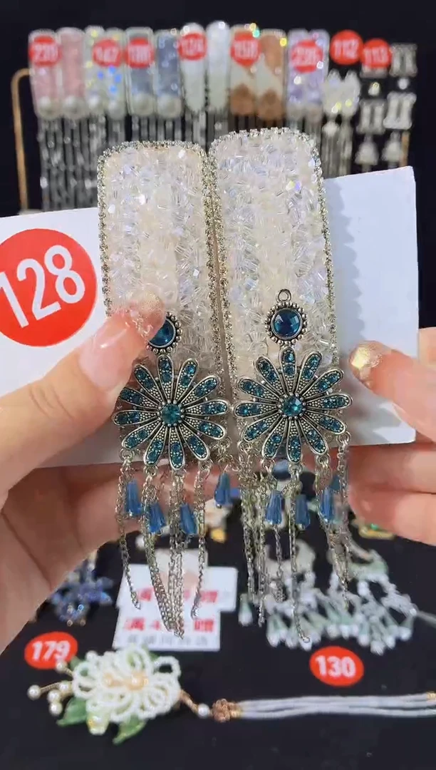 仿水晶锌合金128原创重工发夹1对