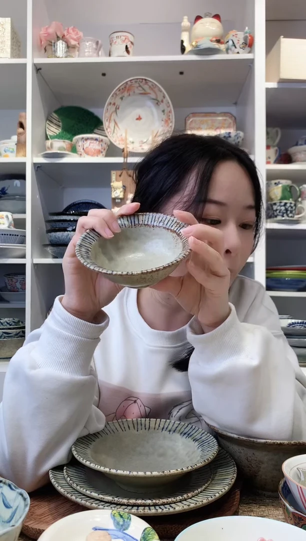 陶瓷美浓烧复古松叶调味钵12cm