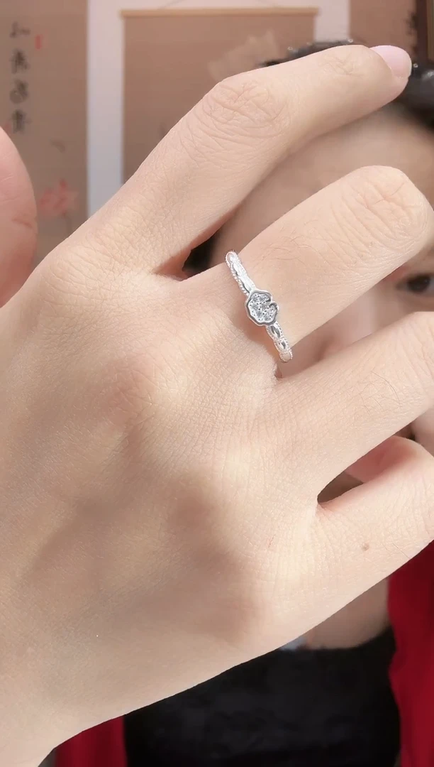 -足银足银小如意戒指 亮面卷边戒指