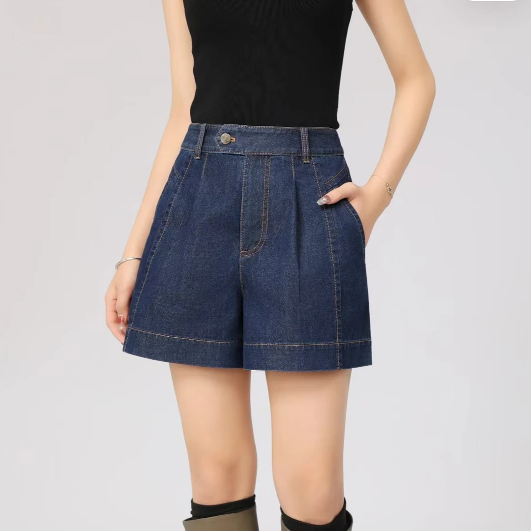 AMASS/阿玛施新款时尚休闲复古百搭高腰显瘦牛仔短裤510003外穿