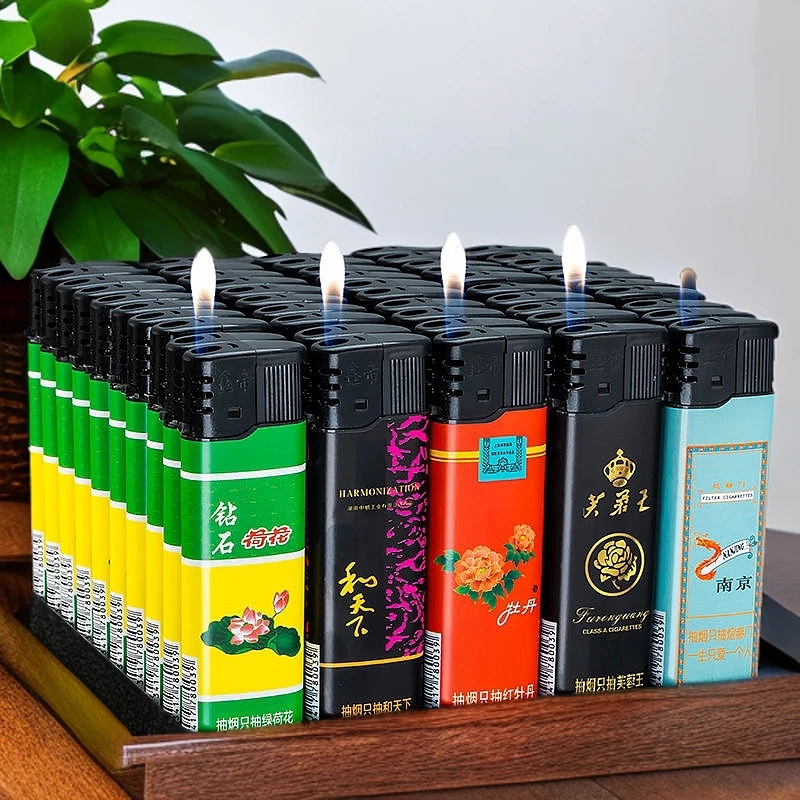 创意图案大号明火打火机便携耐用一次性防爆烟酒店便利店批发零售