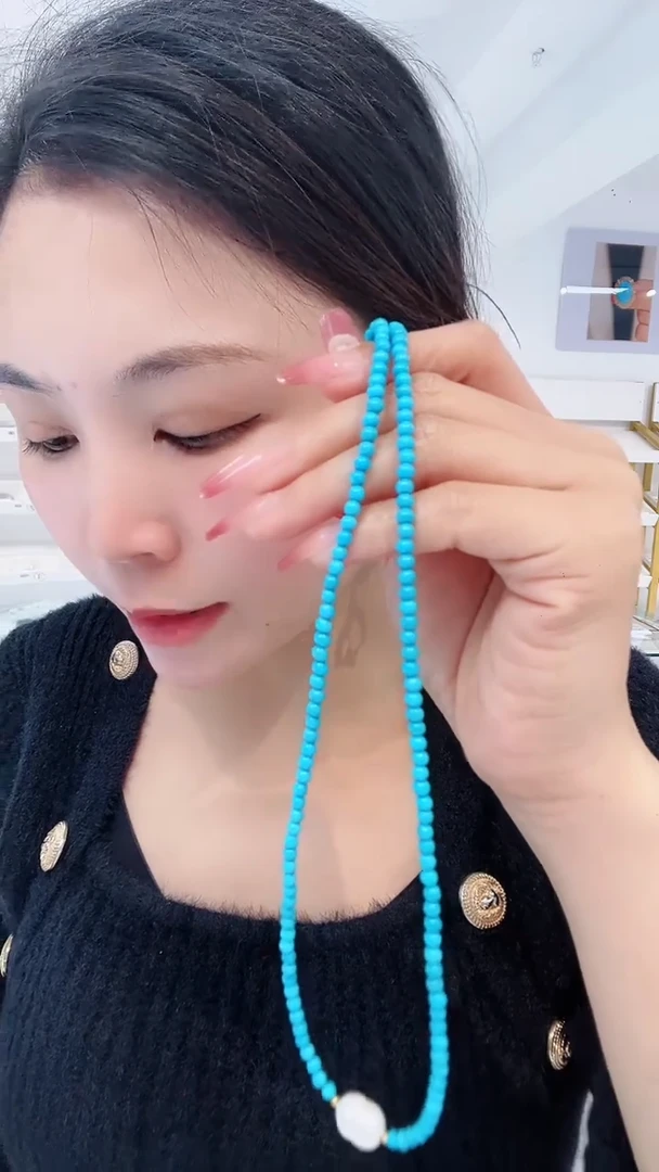【闪购商品】绿松石项链银S925镶嵌发货一件3.5m+